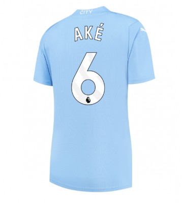 Manchester City Nathan Ake #6 Replika Hjemmebanetrøje Dame 2023-24 Kortærmet